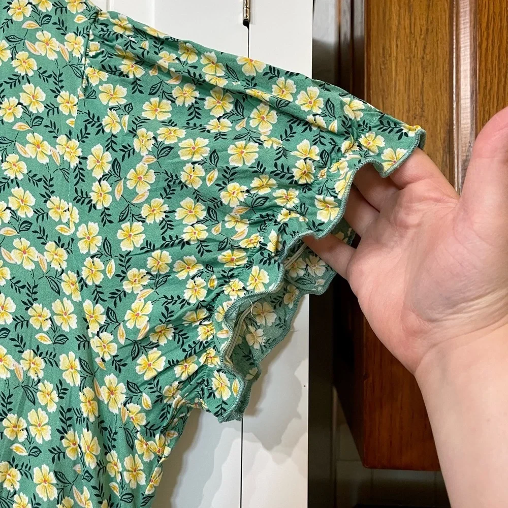 Celkuser Floral Dress - Teal and Yellow - Picture 4 of 5